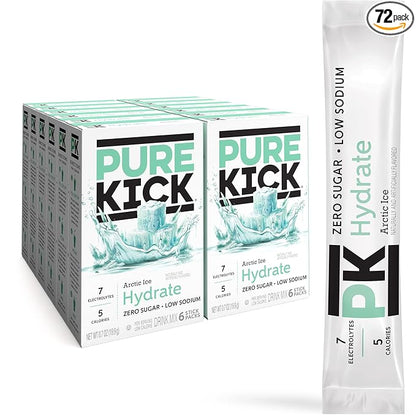 PURE KICK Hydration Singles To Go Drink Mix, Arctic Ice, Includes 12 Boxes by PureKick