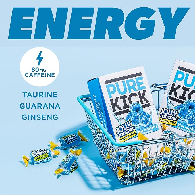 PURE KICK Energy Singles To Go Drink Mix, Jolly Rancher Blue Raspberry - Image 3