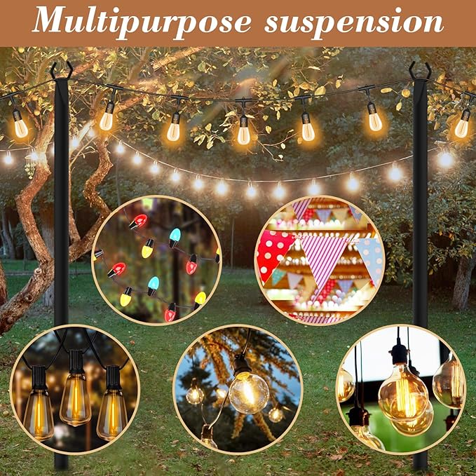 NUERPO 4 Pack String Light Poles, Metal Poles - Image 3
