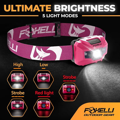 Foxelli USB‑C Rechargeable LED Headlamp – Ultra‑Light 2.4 oz & - Image 2