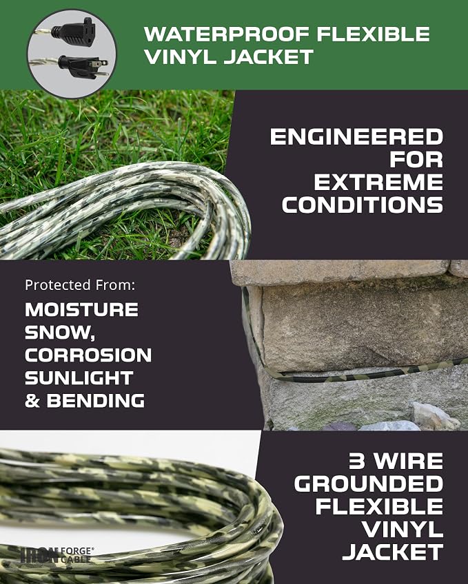 Iron Forge Cable Camo Outdoor Extension Cord 25 ft, 16/3 SJTW 25 Foot - Image 3