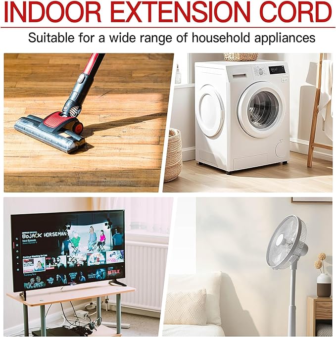 16/3 Indoor Extension Cord 12 FT, 3 Prong Power Cable, Suitable - Image 7