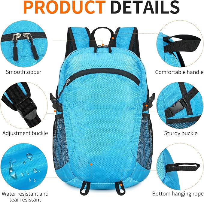 Small Hiking Backpack 15L Travel Lightweight Hiking Packable Daypack - Image 6
