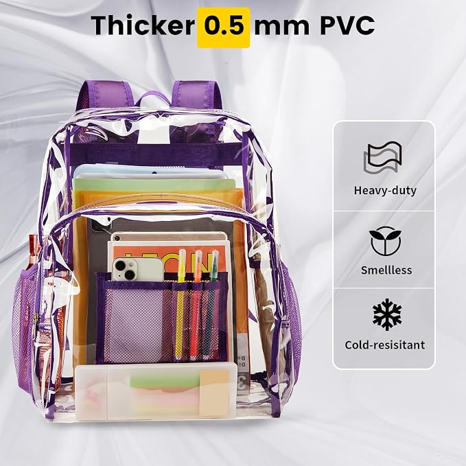 Vorspack Clear Backpack Heavy Duty PVC Transparent Backpack Extra Large Clear - Image 5
