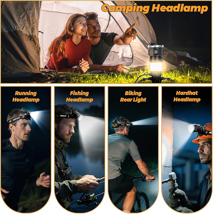 220000 Lux Bright Camping Headlamp Function 17 Modes Motion Sensor Adjustable - Image 7