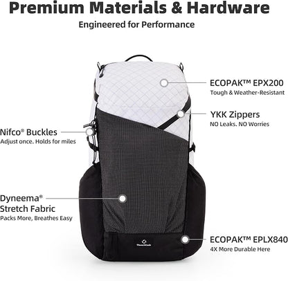 Thous Winds Ultralight Backpack, 20+5L Waterproof Hiking Daypack, EPX200 Fabric - Image 6