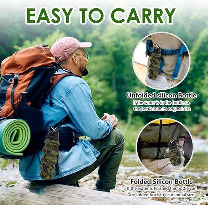 Collapsible Travel Water Bottle18oz, Reuseable Silicone Foldable Water Bottles - Image 4