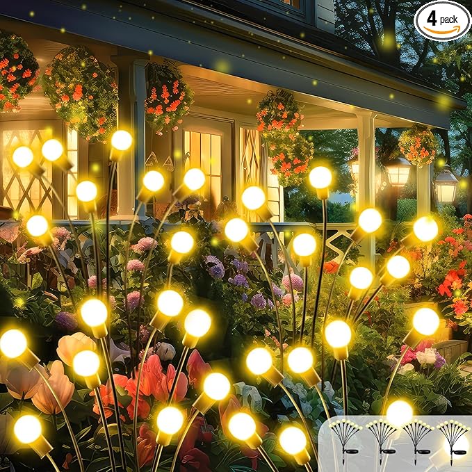 2026 Upgraded Solar Lights Outdoor, 4 Pack Solar Garden Lights by BOSSERN