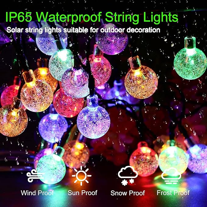 Jedavai Solar String Lights Outdoor 2 Pack 200 Led 80FT Multi-Color Crystal - Image 3