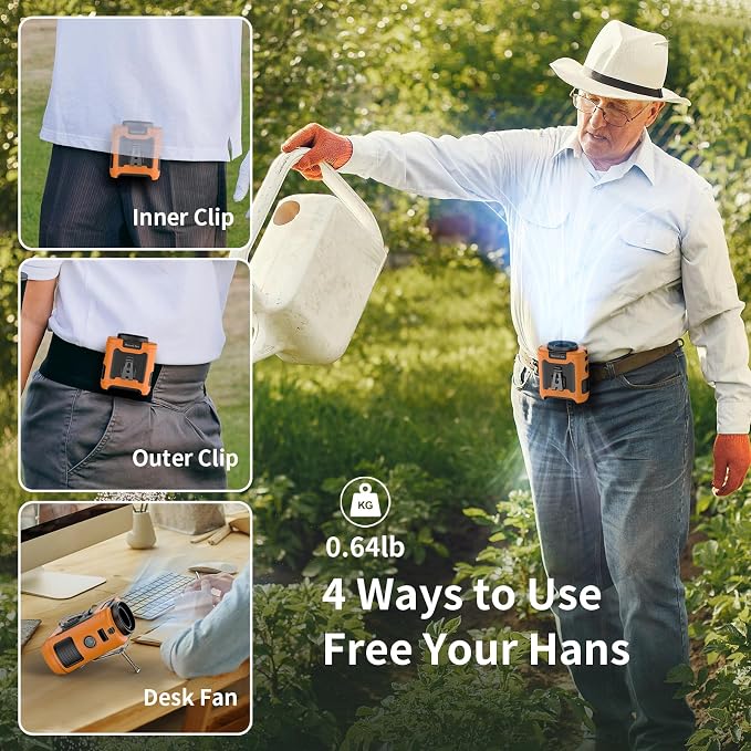 Socool 10000mAh Portable Waist Fan Clip on Wearable Belt Personal Fan - Image 4