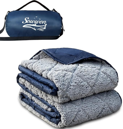 Waterproof Outdoor Blanket 62”X 51” Packable, Stadium Blankets by sowwon