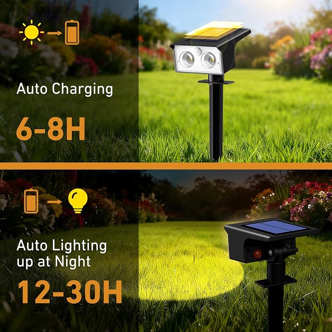 btfarm Solar Spot Lights Outdoor Waterproof, 2 Pack/3 Modes Motion Sensor Lights - Image 5