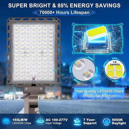 LED Parking Lot Light 240W/200W/180W, 36000LM Parking Lot Lights Outdoor 5 in 1 - Image 3
