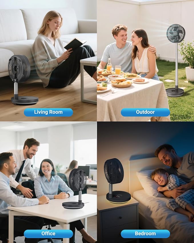 Primevolve Portable Rechargeable Oscillating Fan, Battery Operated Fan - Image 7