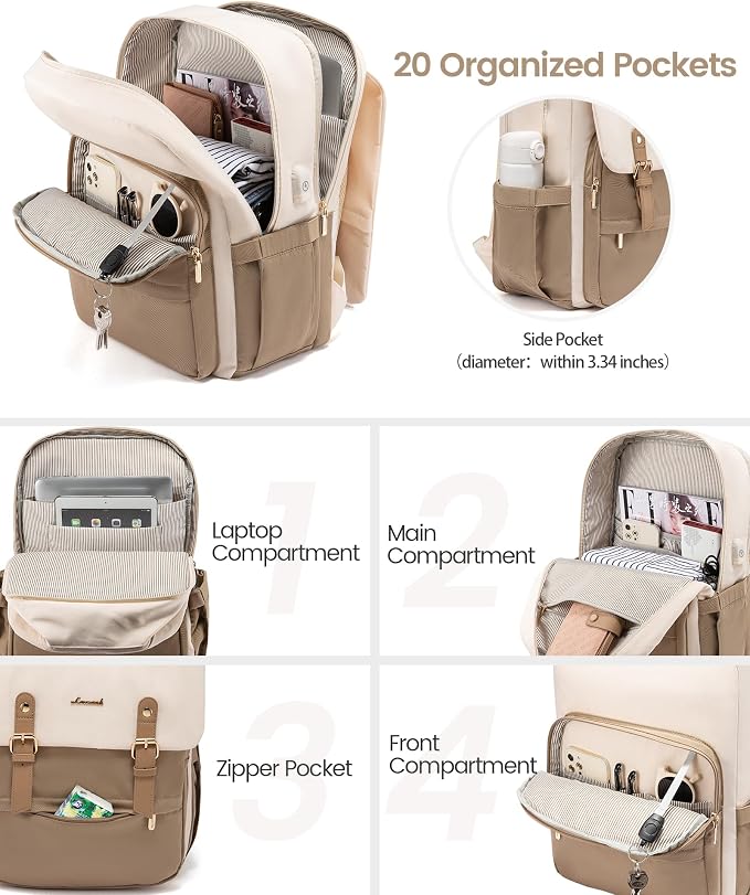 LOVEVOOK Laptop Backpack Purse for Women Fashion Vintage Computer Backpack 17 - Image 2
