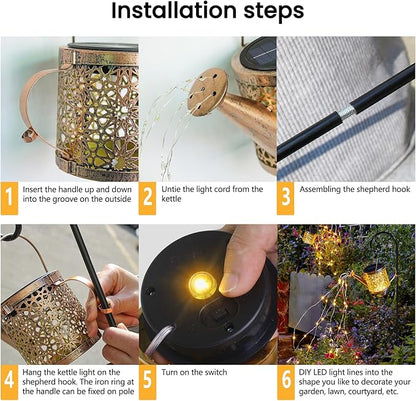 Solar Lights Outdoor Decorative, Metal Watering Can Lights Waterproof, Small - Image 4