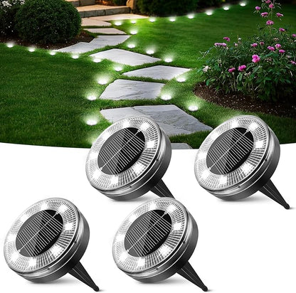 Peasur Mini Solar Ground Lights, 4 Pack Flat Solar Disc Lights Outdoor by Peasur