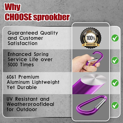sprookber 4" & 5" Extra Large Aluminum Carabiner D Ring, Caribeener Clips - Image 6