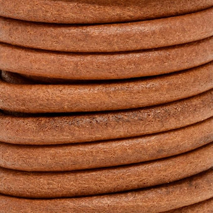 Mandala Crafts Round Cowhide Genuine Rust Leather Cord - Image 3