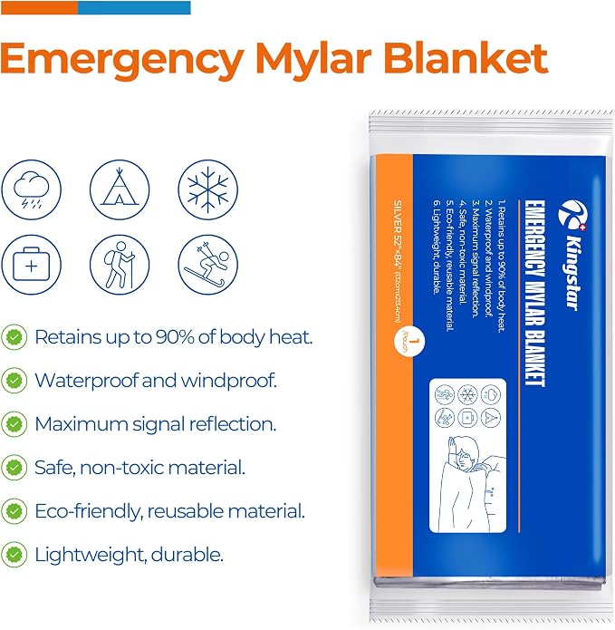 K Kingstar Emergency Blankets 120 Packs, Survival Gear - Image 2