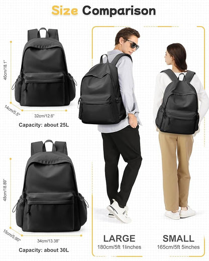 Black Backpack for Men Women Large, Gym Backpack for Women Foldable Outdoor - Image 3