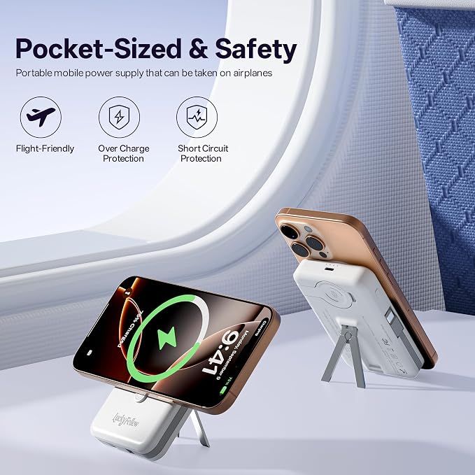 Magnetic Portable Charger Built-in Cables, 10000mAh Fast Charging Wireless - Image 7