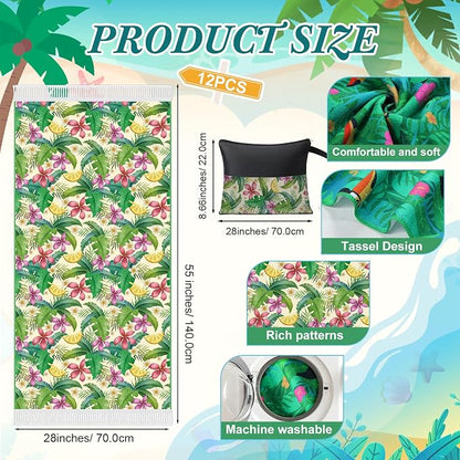 Peryiter 24 Pack Microfiber Oversize Turkish Beach Towel Set 12 Large Absorbent - Image 2
