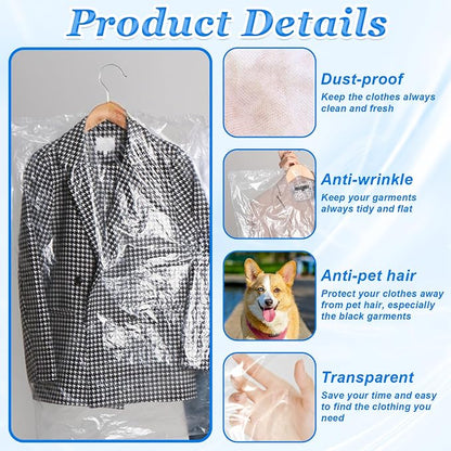 100 Pack Plastic Dry Cleaning Bags 23.6x35.4 Inch Garment Bags - Image 6