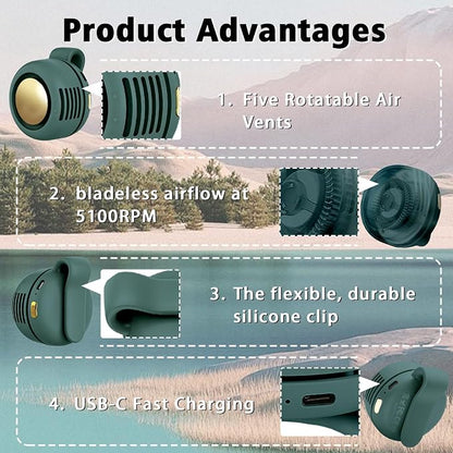 Portable Clip-On Fan, Mini USB Rechargeable 360° Rotatable Fan, 3-Speed Silent - Image 3