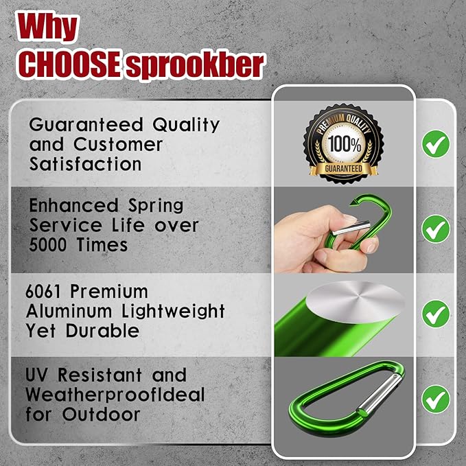 sprookber 4" & 5" Extra Large Aluminum Carabiner D Ring, Caribeener Clips - Image 6