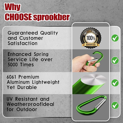 sprookber 4" & 5" Extra Large Aluminum Carabiner D Ring, Caribeener Clips - Image 6