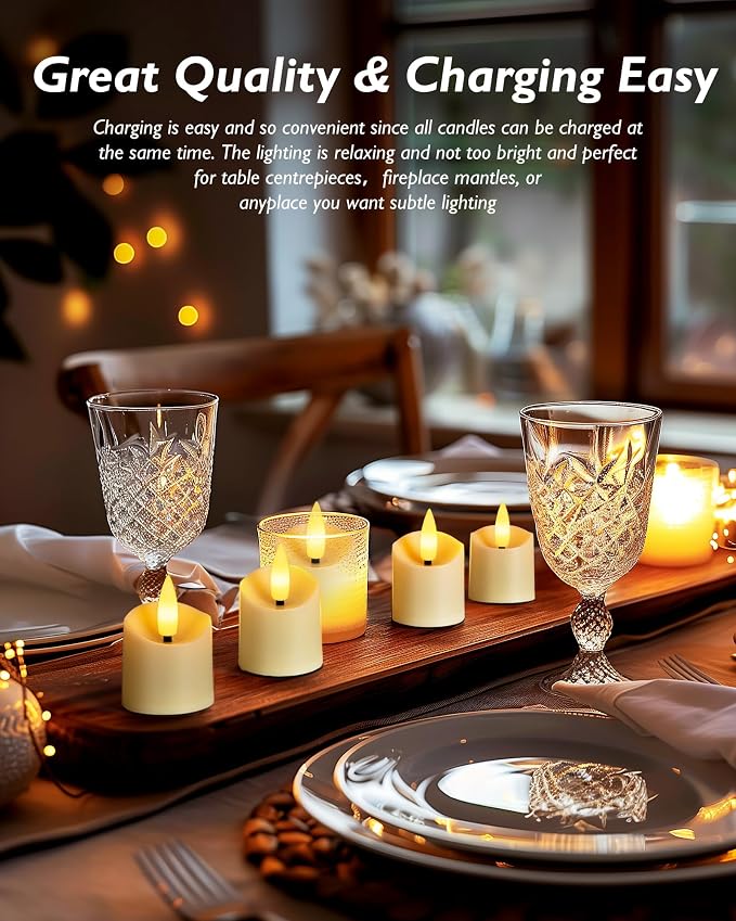 Homemory Rechargeable Flameless Candles, 2/4/6/8H Timer LED Votive Candles - Image 6