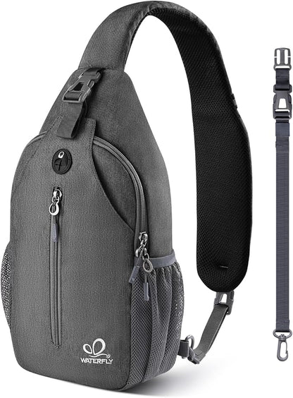 WATERFLY Small Hiking Sling Bag: Crossbody Sling Backpack Chest Bag Daypack by Waterfly