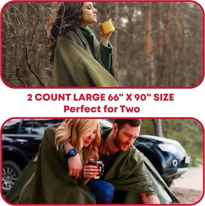 Ever Ready First Aid Olive Drab Green Warm Fire Retardant Blanket, Heavy-Duty - Image 5