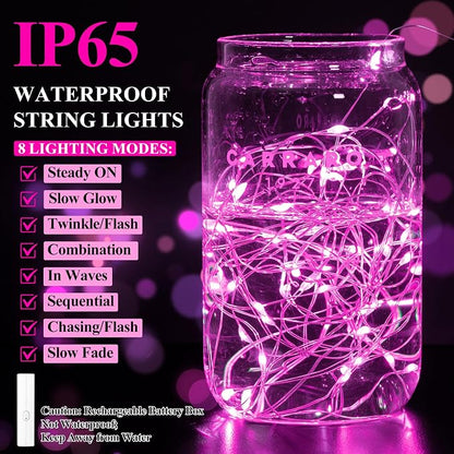 Lakumu Rechargeable String Lights Battery Operated, Battery Powered Copper Wire - Image 5