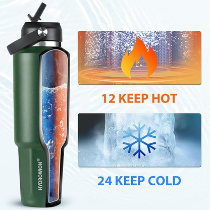 HYDROWION 40 oz Insulated Water Bottle, Car Water Bottle Holder - Image 3