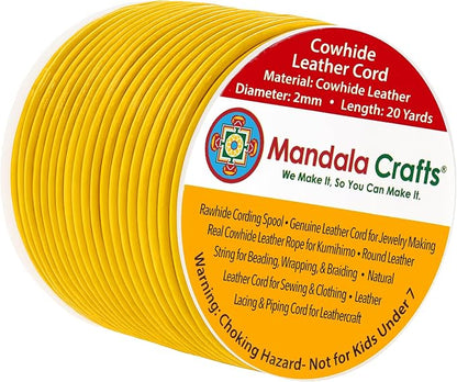 Mandala Crafts Round Genuine Mustard Yellow Leather Cord by MandalaCrafts