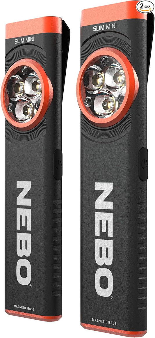 NEBO Slim Mini Pocket Light 2-Pack | Rechargeable, 250 Lumens, 2 Light Modes by NEBO