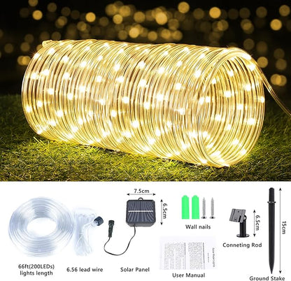 Solar Rope Lights, 2 Packs Total 132ft 400LED Solar String Lights, 8 Modes - Image 5