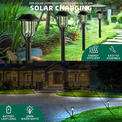 Solar Lights Outdoor 8 Pack, Cool White Solar Pathway Lights, Auto On/Off - Image 3