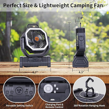  Rechargeable Fan Portable, Battery Powered Camping Fan - Image 4