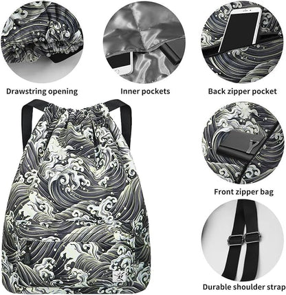 Waterproof Drawstring Bag, Gym Bag Sackpack Sports Beach Backpack - Image 2