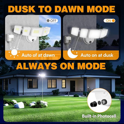 Onforu 150W 15000LM Dusk to Dawn Outdoor Lighting, 5 Heads Plug in Flood Lights - Image 3