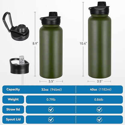 VEGOND 32 oz Insulated Water Bottle Bulk Stainless Steel Metal Water Bottles - Image 4