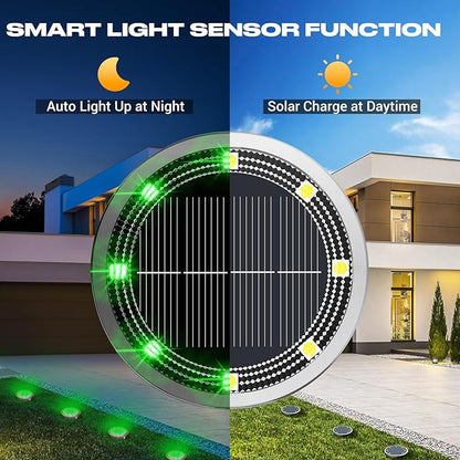 Peasur Solar Ground Lights Outdoor, 12 Pack Flat Solar Powered Disc Lights - Image 2
