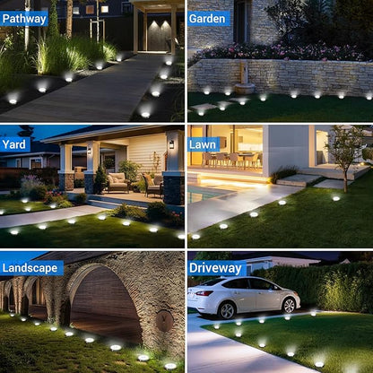 Peasur Solar Ground Lights Outdoor, 24 Pack Flat Solar Powered Disc Lights - Image 6
