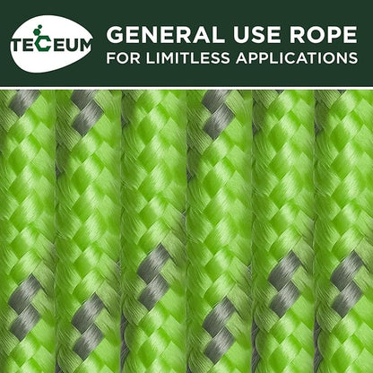 TECEUM Rope – 90 Feet x 3/8 Inch – Green Gray – Strong All-Purpose Utility Rope - Image 9