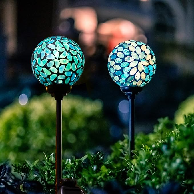 VCUTEKA Solar Lights Outdoor Decorative, Mosaic Solar Garden Light Waterpoof - Image 7