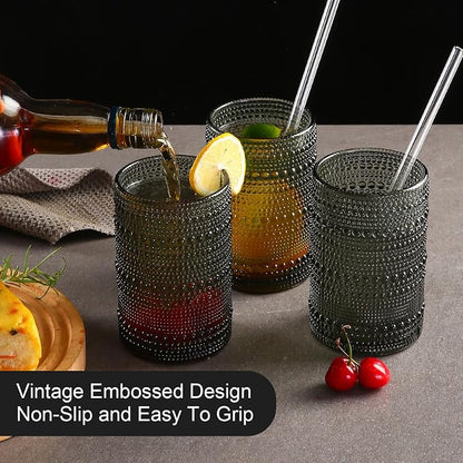 ZMOWIPDL Vintage Glassware Drinking Glasses Set of 6, 15 oz Hobnail Glass Cups - Image 7