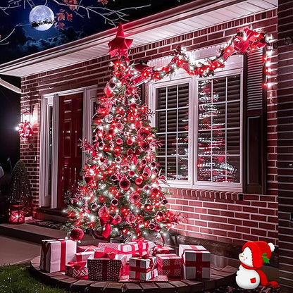 JMEXSUSS 2 Pack Red and White Solar Christmas Lights, Each 33FT 100 LED Solar - Image 6